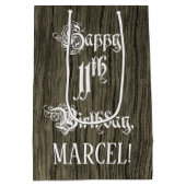 11. Geburtstag: Extravagant, Imitate Holzaussehen Mittlere Geschenktüte (Rückseite)