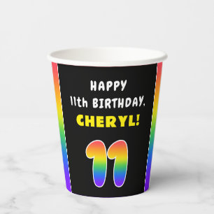 11. Geburtstag: Farbiger Regenbogen # 11, Individu Pappbecher