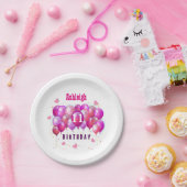 11. Geburtstag Feierliche Bunte Ballons B01 Rosa Pappteller (Party)
