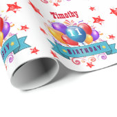 11. Geburtstag Feierliche Farbige Ballons B11AZ Geschenkpapier (Rolleneckpunkt)