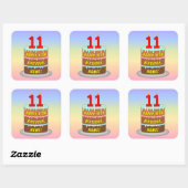 11. Geburtstag: Fun Cake and Candles + Individuell Quadratischer Aufkleber (Blatt)