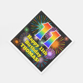 11. Geburtstag: Fun Fireworks Pattern + Regenbogen Serviette (Ecke)
