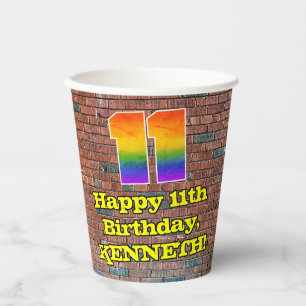 11. Geburtstag: Fun Graffiti-Inspiriert Regenbogen Pappbecher
