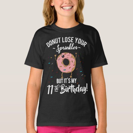 11. Geburtstag Funny Donut Eleventh BDay Party T-Shirt (Vorderseite)
