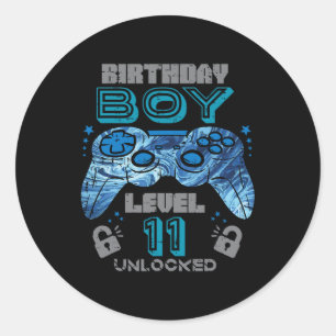 11. Geburtstag Gamer Level 11 Entsperrtes Videospi Runder Aufkleber