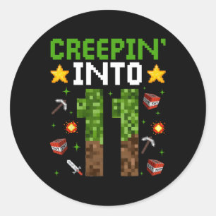 11. Geburtstag Gamer Pixel Creepin" in 11 Video G Runder Aufkleber