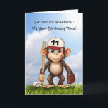 11. Geburtstag Grandson Baseball Monkey Bat Ball Karte<br><div class="desc">Ihr Enkel wird diese lustige Baseball-Karte für seinen 11. Geburtstag Liebe geben! Dieses fröhliche Design mit einem energischen Affen, der eine Fledermaus und einen Handschuh hält, ist ideal für einen jungen Baseballfan. Die lebhaften Farben und das spielerische Kunstwerk machen es zu einer fantastischen Art, einem abenteuerlichen und sportbegeisterten Elfjährigen Geburtstagswünsche...</div>