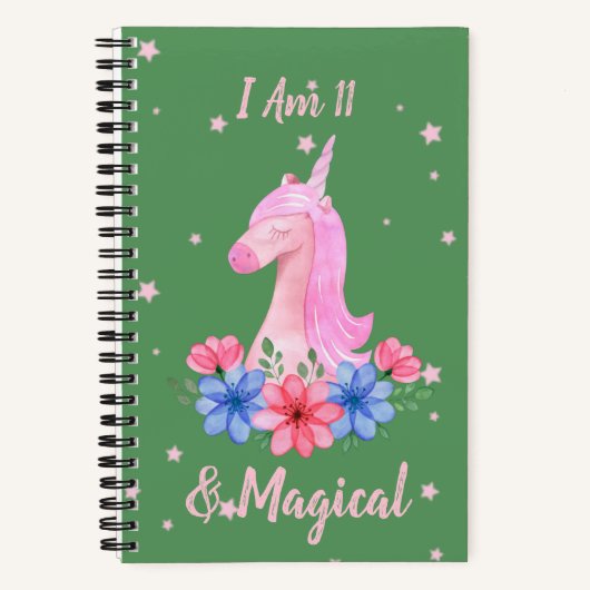 11. Geburtstag Ich bin 11 & Magical Unicorn Notebo Notizblock (Vorderseite)