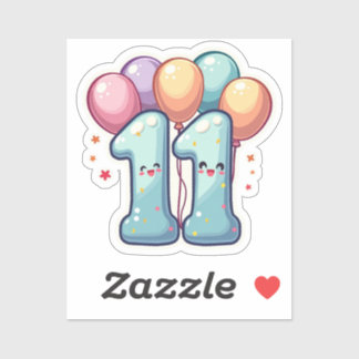 11. Geburtstag kundenspezifisch geschnitten Vinyl  Aufkleber