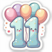 11. Geburtstag kundenspezifisch geschnitten Vinyl  Aufkleber (Vorderseite)