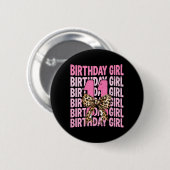 11. Geburtstag Mädchen Rosa Coquette Leopard Bogen Button (Vorne & Hinten)