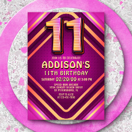 11. Geburtstag Neon Einladung