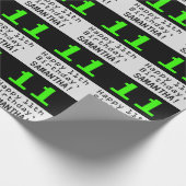 11. Geburtstag - Nerdy / Geeky Style "11" und Name Geschenkpapier (Ecke)