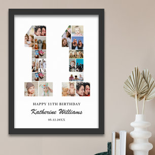 11. Geburtstag Nr. 11 Custom Foto Collage Poster