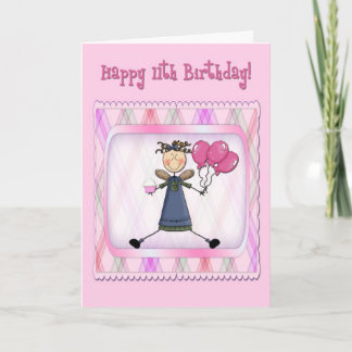 11. Geburtstag Pink Angel Karte