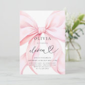 11. Geburtstag Pink Bow Party Einladung (Stehend Vorderseite)