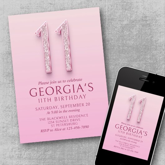 11. Geburtstag Pink Diamonds Einladung