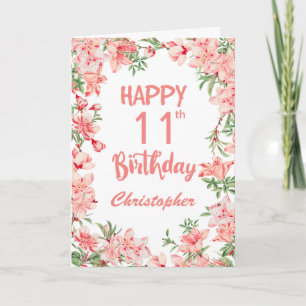 11. Geburtstag Pink Peach Peonies Aquarell Floral Karte