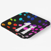 11. Geburtstag Rainbow Dots auf Black Pappteller (Gewinkelt)