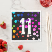 11. Geburtstag Rainbow Dots auf Black Serviette (Beispiel)