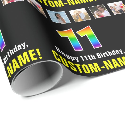 11. Geburtstag: Regenbogen "11"; benutzerdefiniert Geschenkpapier (Rolleneckpunkt)