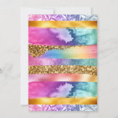 11. Geburtstag Regenbogen Glitzer buntes Party Einladung (Rückseite)