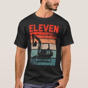 11. Geburtstag Retro Bagger Baufahrzeug T-Shirt