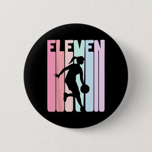 11. Geburtstag Retro Basketball Spieler 11 Jahre a Button