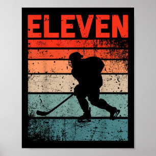11. Geburtstag Retro Eishockey 11 Jahre alter Jung Poster