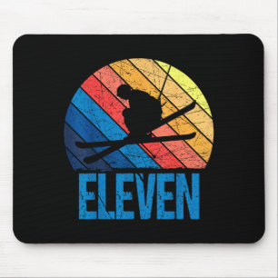 11. Geburtstag Retro-Ski Skifahren 11-jähriger Jun Mousepad