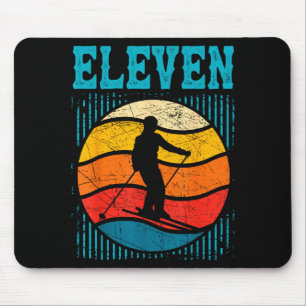 11. Geburtstag Retro-Ski Skifahren 11-jähriger Jun Mousepad