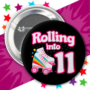 11. Geburtstag Roller Skaten 11 Jahre alter Skate Button
