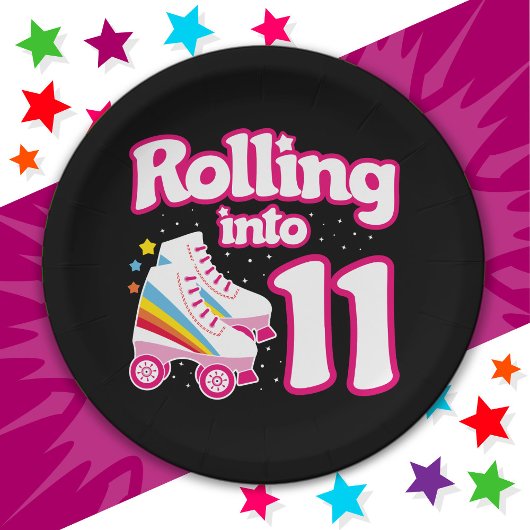 11. Geburtstag Roller Skaten 11 Jahre alter Skate Pappteller
