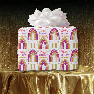 11. Geburtstag Rosa Glitzer Individuelle Name Geschenkpapier