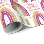 11. Geburtstag Rosa Glitzer Individuelle Name Geschenkpapier (Rolleneckpunkt)