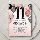 11. Geburtstag Rose Gold Ballons Einladung