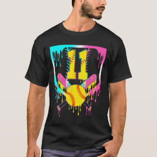 11. Geburtstag Softll Home Plate Drip Eiscreme 11 T-Shirt