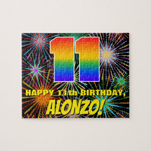 11. Geburtstag: Spaß, bunte feierliche Feuerwerke Puzzle (Horizontal)