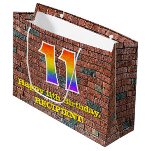 11. Geburtstag: Spaß, Graffiti-Inspiriert Regenbog Große Geschenktüte