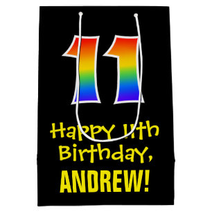 11. Geburtstag: Spaß, kühl, farbig, Regenbogen "11 Mittlere Geschenktüte