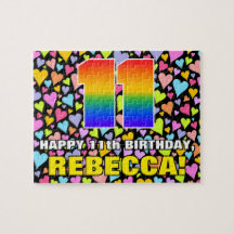 11. Geburtstag — Spaß, Liebende Herzformen + "11"