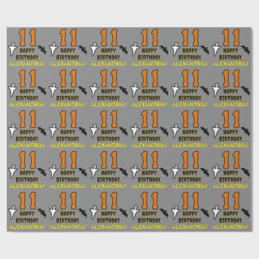 11. Geburtstag: Spooky Halloween Thema, Individuel Geschenkpapier (Flach)