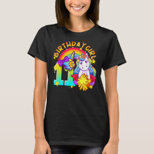11. Geburtstag Unicorn Cheerleader Girl Rainbow 11 T-Shirt