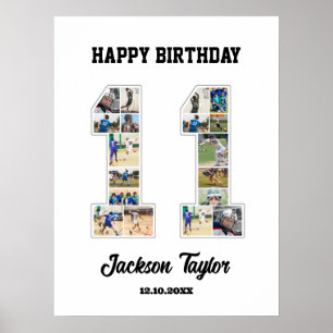 11. Geburtstagsfeier 11. FotoCollage Poster