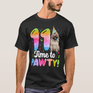 11. Geburtstagsfeier eines Pug Elf Jahre alter Hun T-Shirt