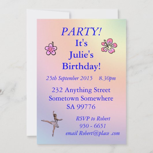 11. Geburtstagsfeier Einladung (Rückseite)