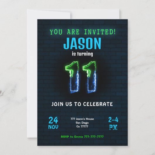 11. Geburtstagsfeier Einladung (Vorderseite)