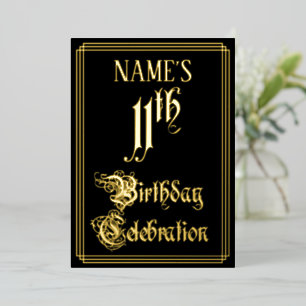 11. Geburtstagsfeier — Fancy Schrift & Benutzerdef Folieneinladung