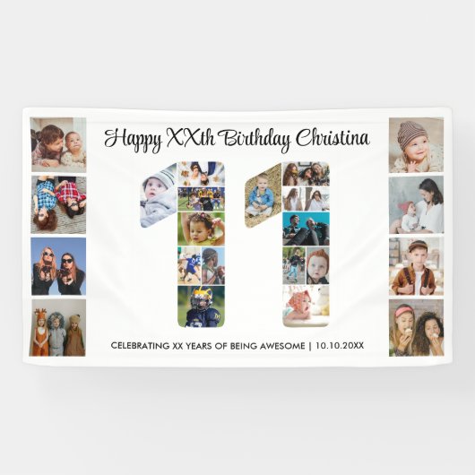 11. Geburtstagsfeier Nummer 11 Fotocollage Banner (Horizontal)
