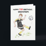 11. Geburtstagskarte für einen Grandson - Fußballs Karte<br><div class="desc">Eine 11. Geburtstagskarte für einen Fußball-Großsohn,  aus einer Aquarellen-Illustration von Judy Adamson. Bitte zögern Sie nicht,  den inneren Gruß zu bearbeiten und kontaktieren Sie mich durch meinen Shop,  wenn Sie möchten,  dass der Titeltext geändert wird.</div>